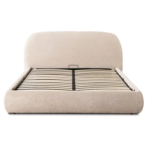 Pat Tapitat Cu Somiera Rabatabila Rivne, 160x200 cm, Boucle, Beige picture - 4