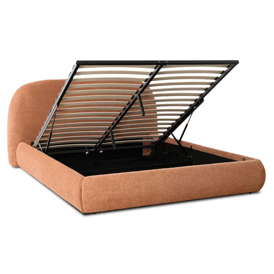 Pat Tapitat Cu Somiera Rabatabila Rivne, 160x200 cm, Boucle, Caramiziu picture - 3