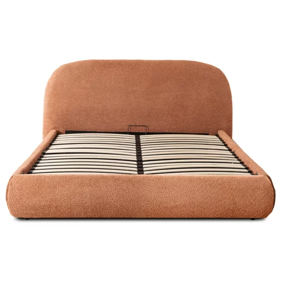 Pat Tapitat Cu Somiera Rabatabila Rivne, 160x200 cm, Boucle, Caramiziu picture - 4