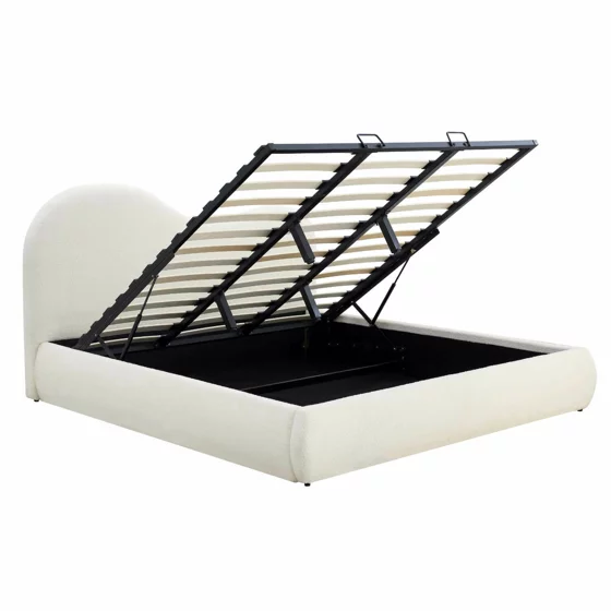 Pat Tapitat cu Somiera Rabatabila Takasaki, 180x200 cm, Boucle, Crem picture - 2