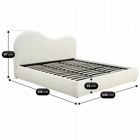 Pat Tapitat cu Somiera Rabatabila Takasaki, 180x200 cm, Boucle, Crem picture - 4