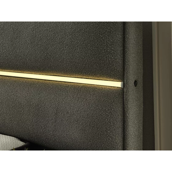 Pat Tapitat cu Spatiu Depozitare, Sistem de lluminat si Noptiere, Amelya 180x200 cm, Stofa Antracit picture - 8