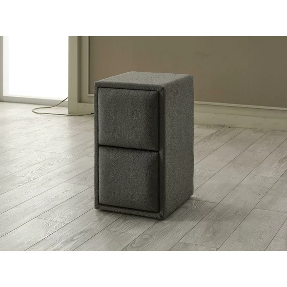 Pat Tapitat cu Spatiu Depozitare, Sistem de lluminat si Noptiere, Amelya 180x200 cm, Stofa Antracit picture - 9