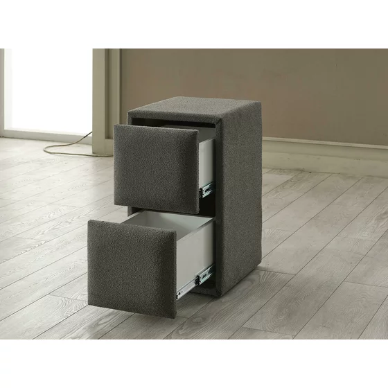 Pat Tapitat cu Spatiu Depozitare, Sistem de lluminat si Noptiere, Amelya 180x200 cm, Stofa Antracit picture - 10