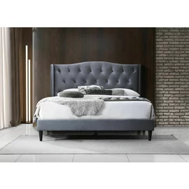 Pat Tapitat Elite, Stil Chesterfield, 160x200 cm, Catifea Gri