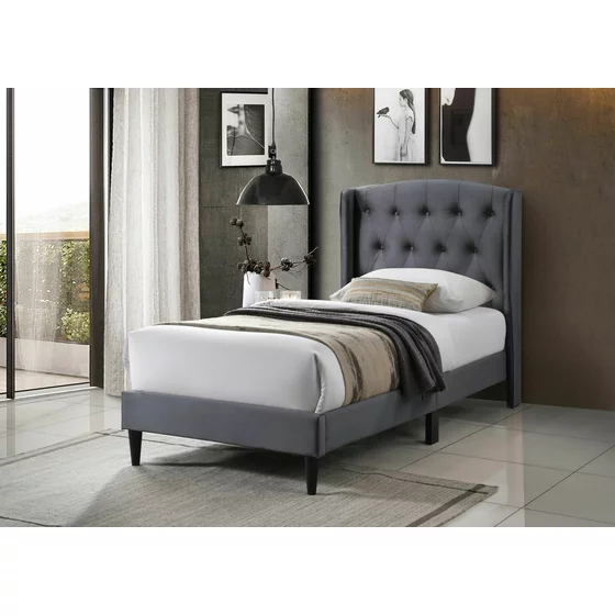 Pat Tapitat Elite, Stil Chesterfield, 90x200 cm, Catifea Gri picture - 1