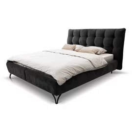 Pat Tapitat Erato, Somiera Rabatabila, Tapiterie Premium, 160x200 cm, Negru