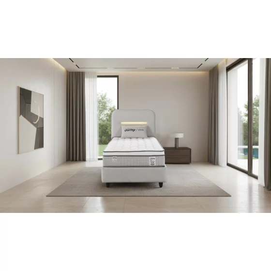 Pat Tapitat Galaxy, Spatiu De Depozitare, Sistem de iluminat integrat in capatai, 90x200 cm, Stofa - Gri Deschis picture - 7