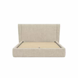 Pat Tapitat Giorgio cu Somiera Rabatabila si Spatiu de Depozitare, 160x200 cm, Stofa, Beige