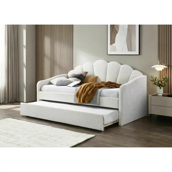 Pat Tapitat Harvelle 90x200 cm, Stofa tip Boucle, Alb picture - 1