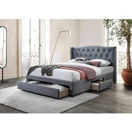 Pat Tapitat Marlo, Stil Chesterfield, 160x200 cm, Catifea Gri