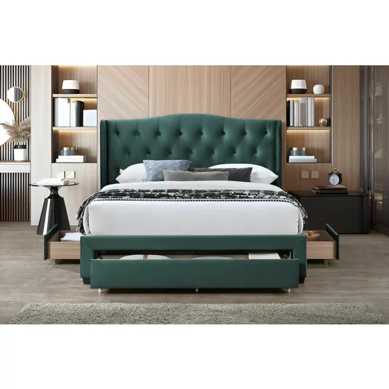 Pat Tapitat Marlo, Stil Chesterfield, 160x200 cm, Catifea Verde picture - 1