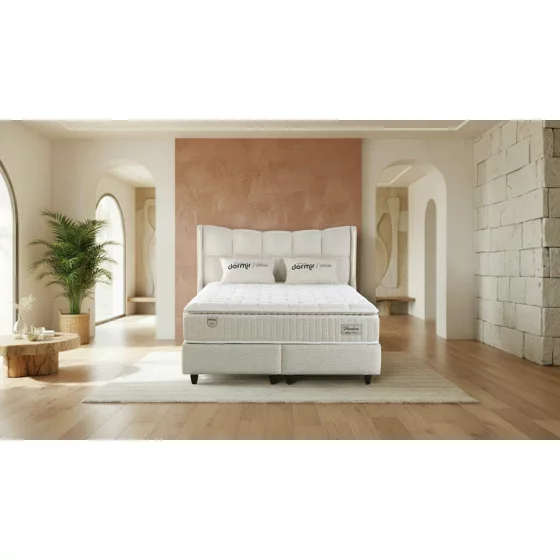 Pat Tapitat Pandora, Spatiu De Depozitare, Sistem de iluminat integrat in capatai,160x200 cm, Stofa - Crem picture - 6