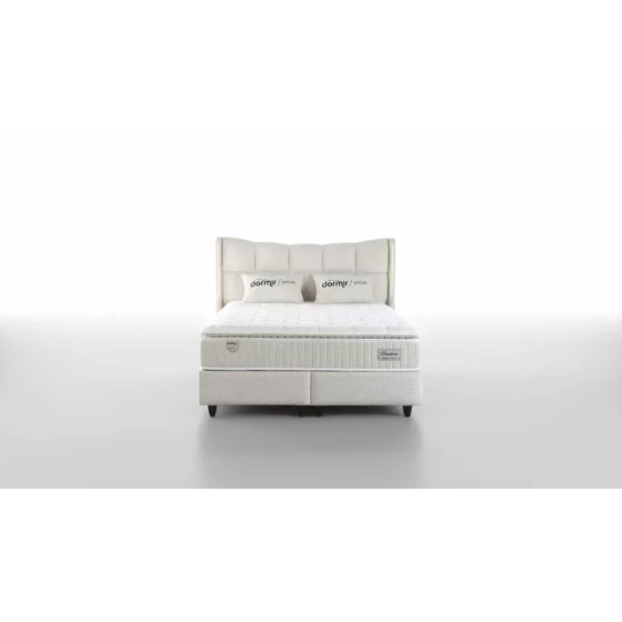 Pat Tapitat Pandora, Spatiu De Depozitare, Sistem de iluminat integrat in capatai, 180x200 cm, Stofa - Crem picture - 6