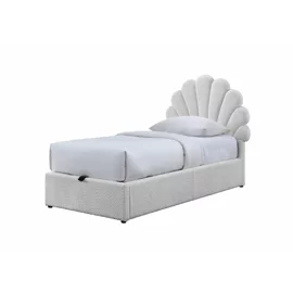 Pat Tapitat Petra, Somiera Rabatabila, 90x200 cm, Stofa Tip Boucle Crem