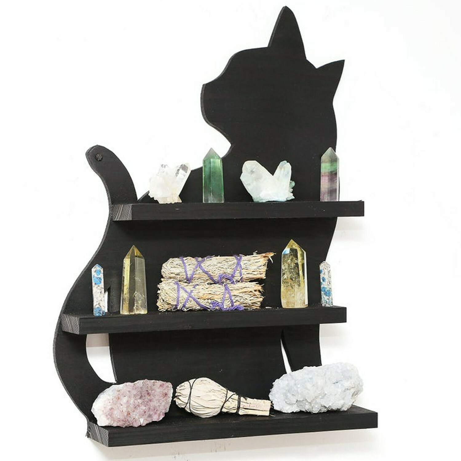 Polita decorativa laz086, 45x6x32 cm, neagra
