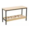 Bancuta pentru Pantofi QUESA, 70x26x42 h cm, Metal/Pal melaminat, Negru/Stejar picture - 2