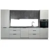 Bucatarie Ereven 340x60x215 h cm, Pal Melaminat, Gri/Negru Marmura picture - 2