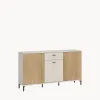 Comoda Mosano, 3 Usi si Sertar, LUSK101, 150x40x87 h cm, MDF cu Riflaj, Stejar Cremona/Casmir picture - 2
