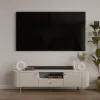 Comoda TV Ovalio 2 Usi + Sertar, TYP 321,  180x42.3x50 h cm, Pal Melaminat/MDF, Beige Nisip picture - 1