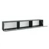 Comoda TV Suspendata Joy, 200x38x35 cm, Pal Melaminat, Front MDF cu Riflaj, Negru Lucios picture - 2