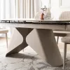 Masa Extensibila Vasai 160-240-x90x77 cm, Metal/Ceramica, Casmir/Alb Marmura picture - 7