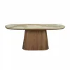 Masa Ovala Lunara 200x100x76 h cm, MDF/Ceramica, Stejar/Beige Pandora picture - 2