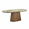 Masa Ovala Lunara 200x100x76 h cm, MDF/Ceramica, Stejar/Beige Pandora picture - 3