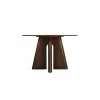 Masa Rotunda Lima, Ø120 cm, Blat Ceramic, Picior MDF cu Furnir, Alb/Nuc picture - 3