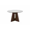 Masa Rotunda Lima, Ø120 cm, Blat Ceramic, Picior MDF cu Furnir, Alb/Nuc picture - 7