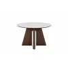 Masa Rotunda Lima, Ø120 cm, Blat Ceramic, Picior MDF cu Furnir, Alb/Nuc picture - 8