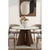 Masa Rotunda Lima, Ø120 cm, Blat Ceramic, Picior MDF cu Furnir, Alb/Nuc picture - 2