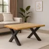 Masuta de Cafea Evele, Stil Industrial, 90x60x39 h cm, Picior Metalic, Blat MDF, Negru/Stejar picture - 1