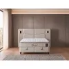 Pat Tapitat Touch Plus cu Somieră Rabatabilă și Iluminare LED + Saltea Tocuh, 180×200 cm, Beige picture - 7