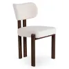 Scaun Grande, 50x52x80 h cm, Structura Metalica, Sezut si Spatar Tapitate cu Stofa Tip Boucle Crem/Picior Metalic Nuc picture - 1