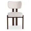 Scaun Grande, 50x52x80 h cm, Structura Metalica, Sezut si Spatar Tapitate cu Stofa Tip Boucle Crem/Picior Metalic Nuc picture - 2
