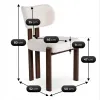 Scaun Grande, 50x52x80 h cm, Structura Metalica, Sezut si Spatar Tapitate cu Stofa Tip Boucle Crem/Picior Metalic Nuc picture - 6