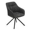 Scaun Rotativ Loren, 54x55x68 h cm, Stofa, Negru/Gri Inchis picture - 1