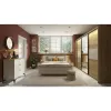 Set Dormitor Glamour, Dulap 3 Usi Glisante 280x60.5x215 cm, Pat  160x200 cm, 2 noptiere - 50x42x98 cm, Comoda 3 Sertare -85x41.5x90 cm, Pal Laminat, Stejar Mauvella/Casmir