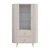 Vitrina Semi-Inalta Ovalio 2 Serate + Usa, TYP 112,  97.4x42.3x155 h cm, Pal Melaminat/MDF, Beige Nisip picture - 2