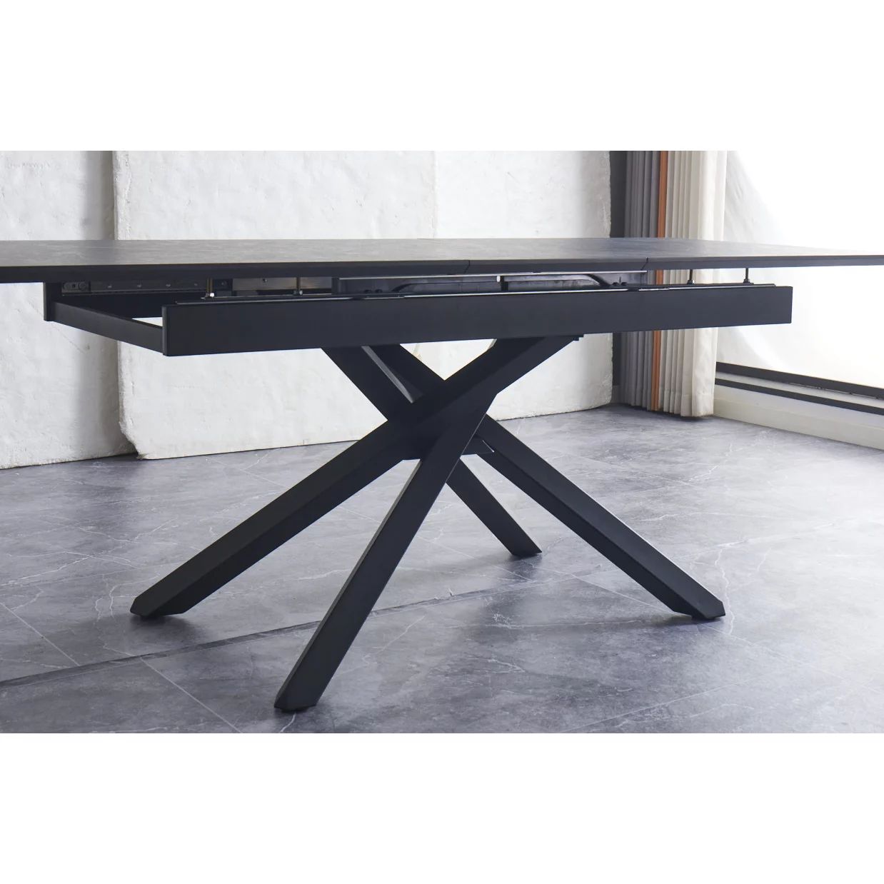 Masa Extensibila Viken, 160-200x80x76 h cm, Picior Metalic, Negru