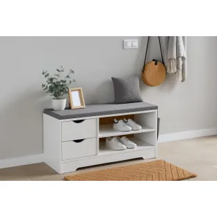Bancuta pentru Pantofi Sedo, 80x30x43.2 h cm, Pal Melaminat, Alb/Gri