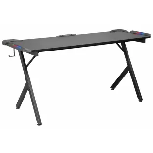 Birou De Gaming Cu LED Elvor, 160x60x76 CM, Metal/Pal Melaminat, Negru