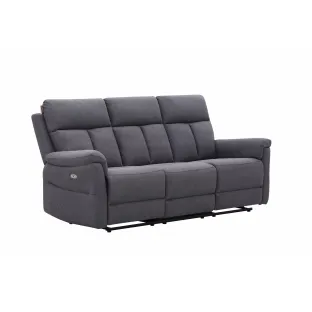 Canapea cu Recliner Baxter, 3 Locuri, Actionare Electrica, 203x94x102 h cm, Stofa Gri