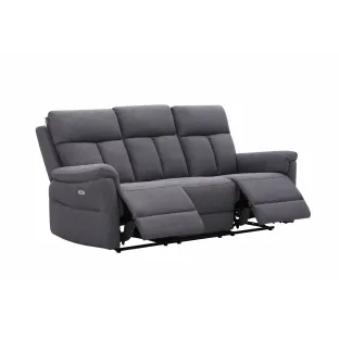 Canapea cu Recliner Baxter, 3 Locuri, Actionare Electrica, 203x94x102 h cm, Stofa Gri