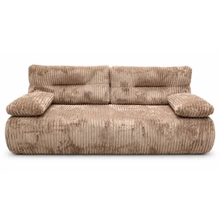 Canapea Extensibila Allegro 195x100x85 cm, Catifea Raiata, Beige Inchis