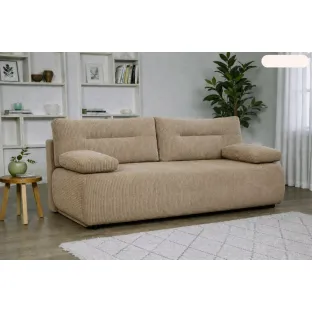 Canapea Extensibila Allegro 195x100x85 cm, Catifea Raiata, Cappuccino