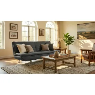 Canapea Extensibila Birke, 190.5x95.5x94 h cm, Stofa Gri