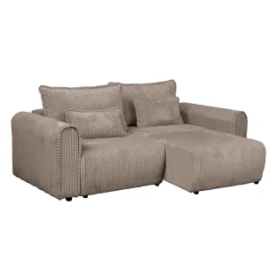 Canapea Extensibila Bodo, 250x115x90 h cm, Stofa Raiata Tillia 17 Maro-Cappuccino