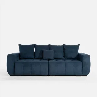 Canapea Extensibila Cortona, 252x105x94 h cm, Stofa, Albastra